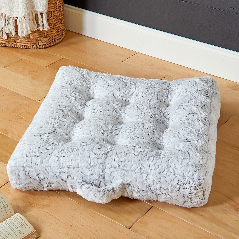 Humble + Haute Indoor Faux Fur Tufted Floor Pillow with Handle