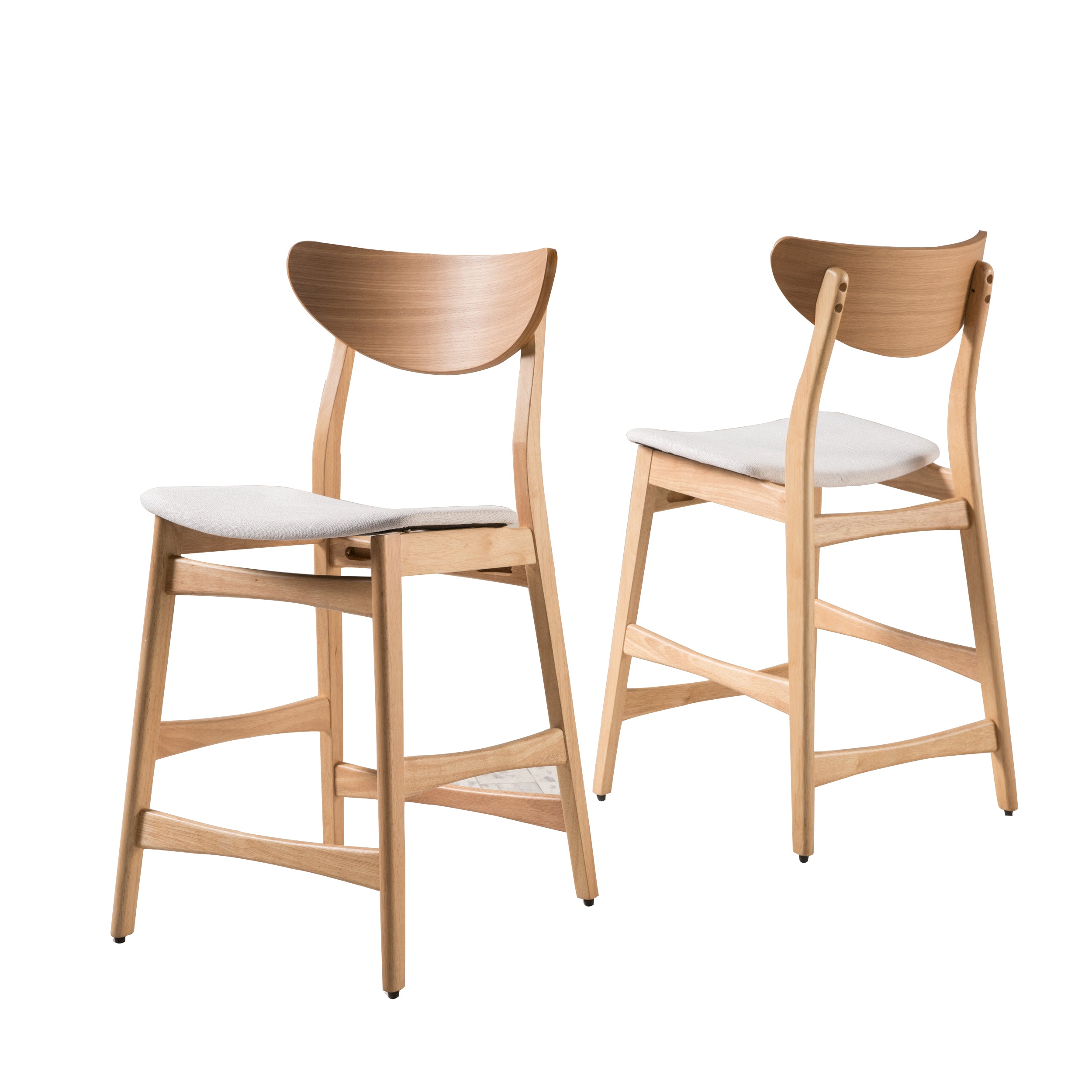 Molle Oak Finish Mid Century Design 24-Inch Counter Stools (Set of 2)