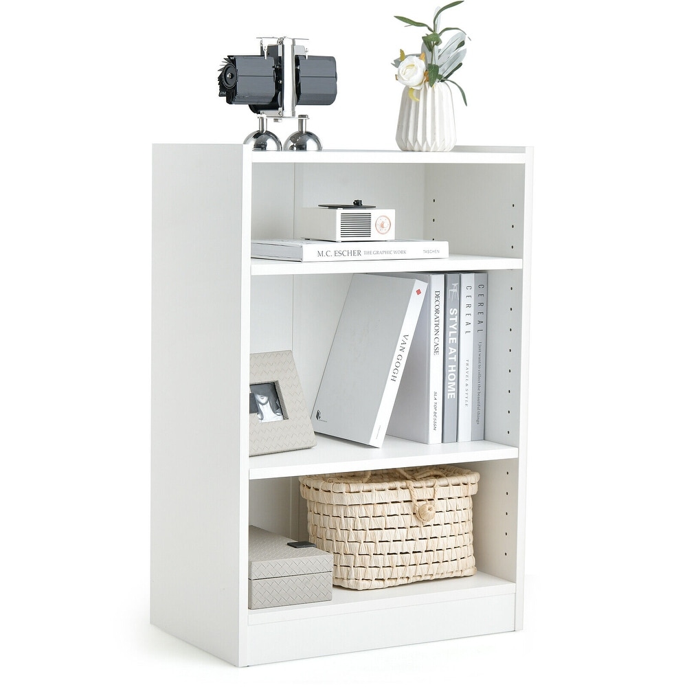 3 Tier Bookcase Open Display Rack Cabinet with Adjustable Shelves