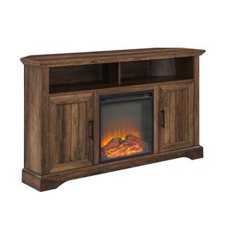 Welwick Designs 54 in. Reclaimed Barnwood Transitional Grooved Door Fireplace TV Stand Fits TVs up to 60 in. HD9077