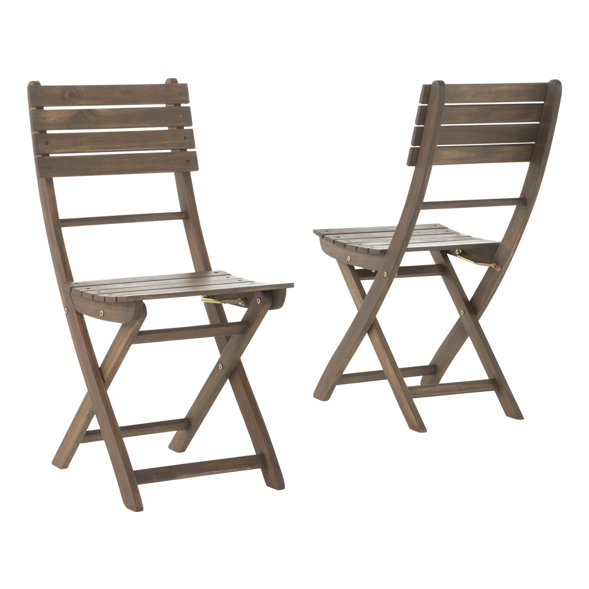 Vicaro Outdoor Grey Finish Acacia Wood Foldable Dining Chairs (Set of 2)