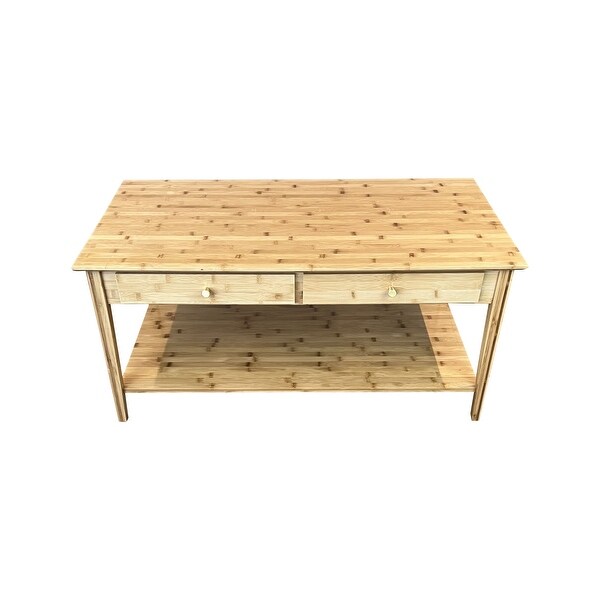 Solid Bamboo Coffee Table with Drawers