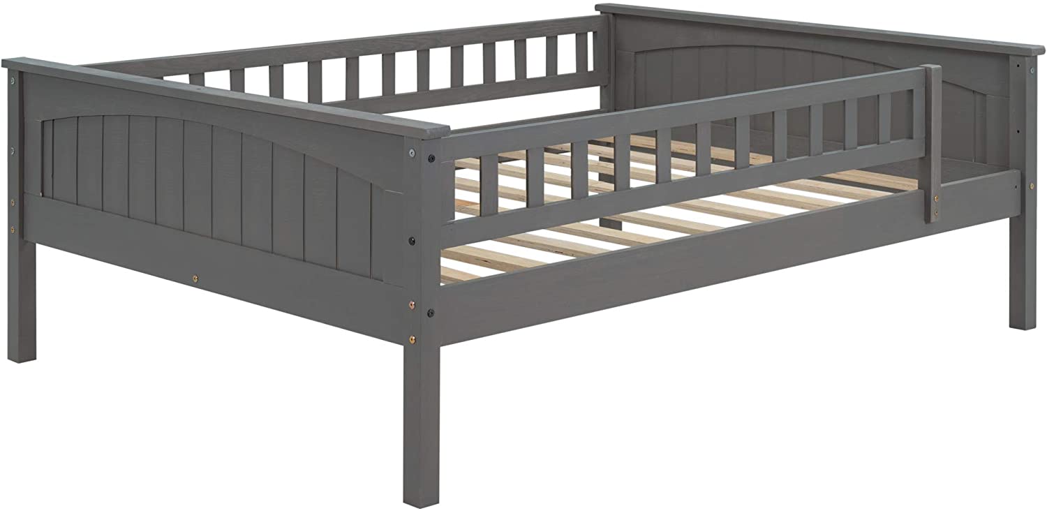 Churanty Full Over Full Bunk Bed with Twin Size Trundle, for Kids and Teens, Brushed Gray