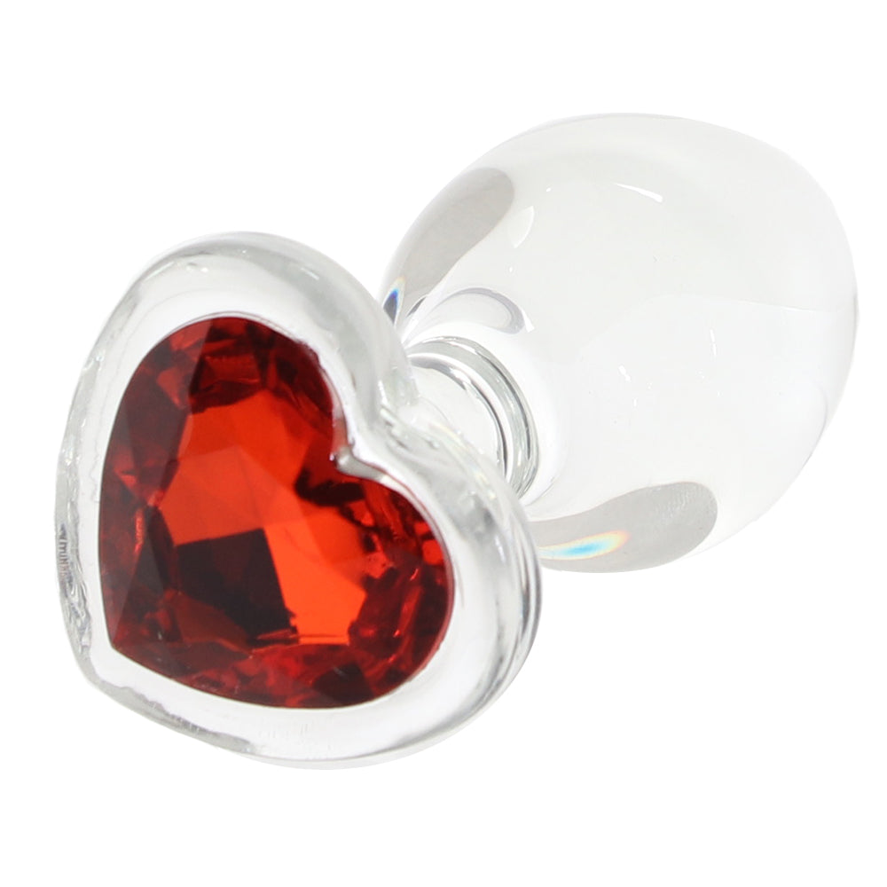 Adam & Eve Red Heart Gem Glass Plug in Large