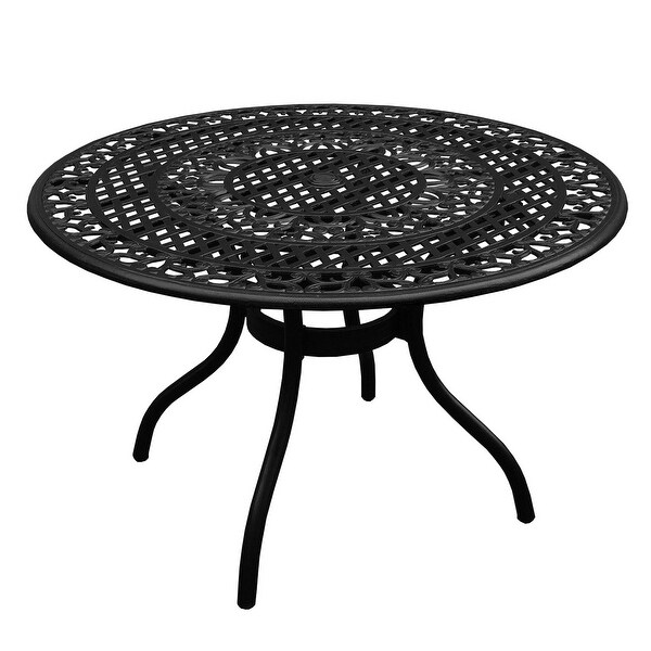 Outdoor Mesh Lattice 48 inch Bronze Round Dining Set with Four Chairs