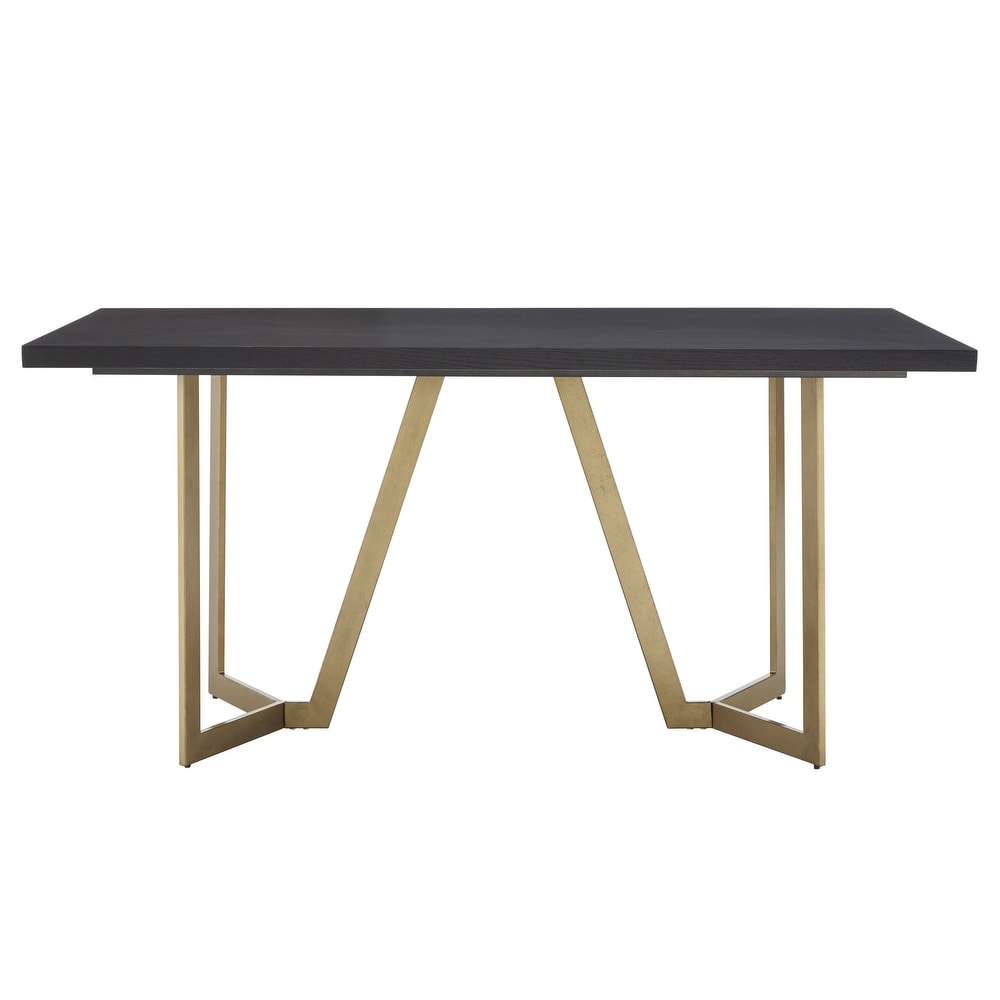 Cheyenne Black and Distressed Gold Finish Dining Set by iNSPIRE Q Modern