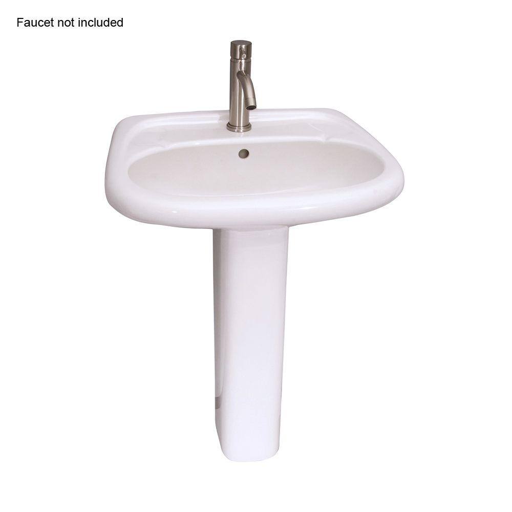 Barclay Products Flora 24 in. Pedestal Combo Bathroom Sink with 1 Faucet Hole in White 3-251WH