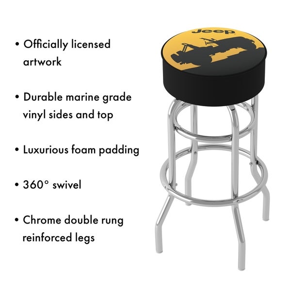 Jeep Silhouette 360 Degree Swivel Barstool with Foam Padded Seat - 20 x 20 x 31