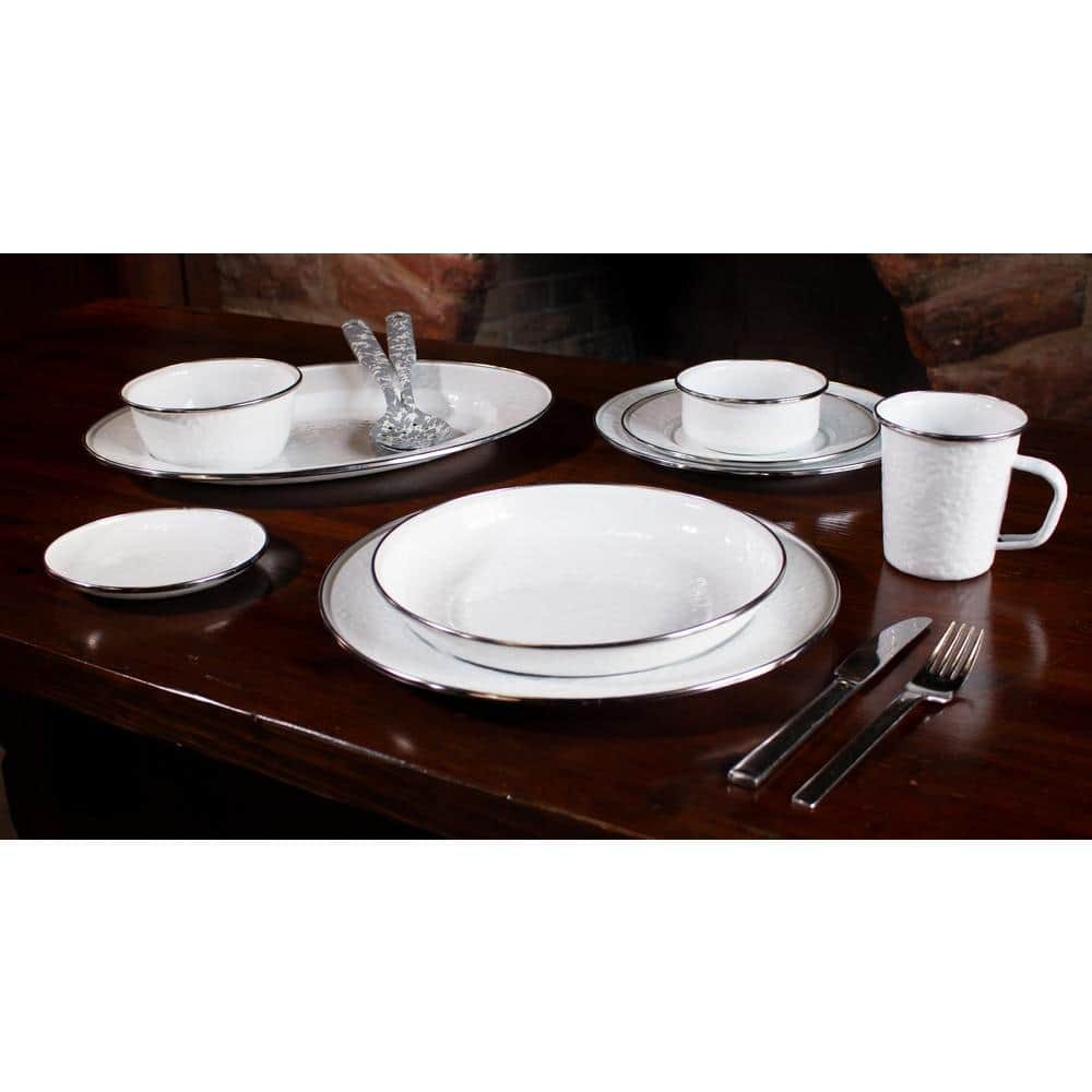 Golden Rabbit Solid White 5.75 in. Enamelware Round Bread and Butter Plate Set of 4 WW62S4