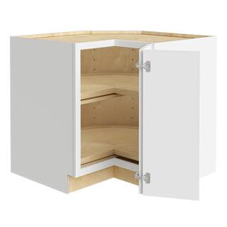 Home Decorators Collection Newport Assembled 36x34.5x24 in Plywood Shaker Lazy Suzan Base Corner Kitchen Cabinet Right in Painted Pacific White EZR36SSR-NPW