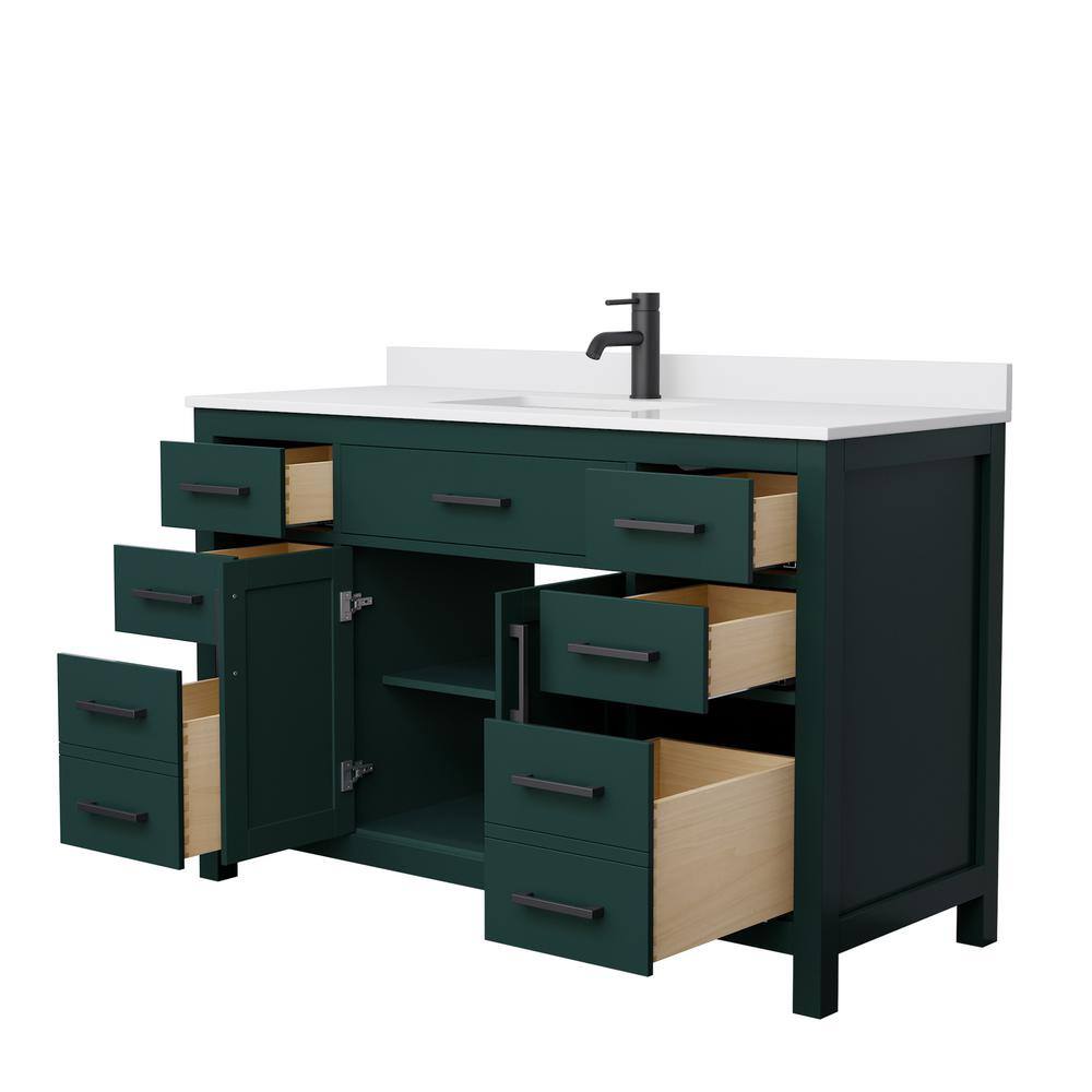 Wyndham Collection Beckett 54 in. W x 22 in. D x 35 in. H Single Sink Bathroom Vanity in Green with White Cultured Marble Top WCG242454SGKWCUNSMXX