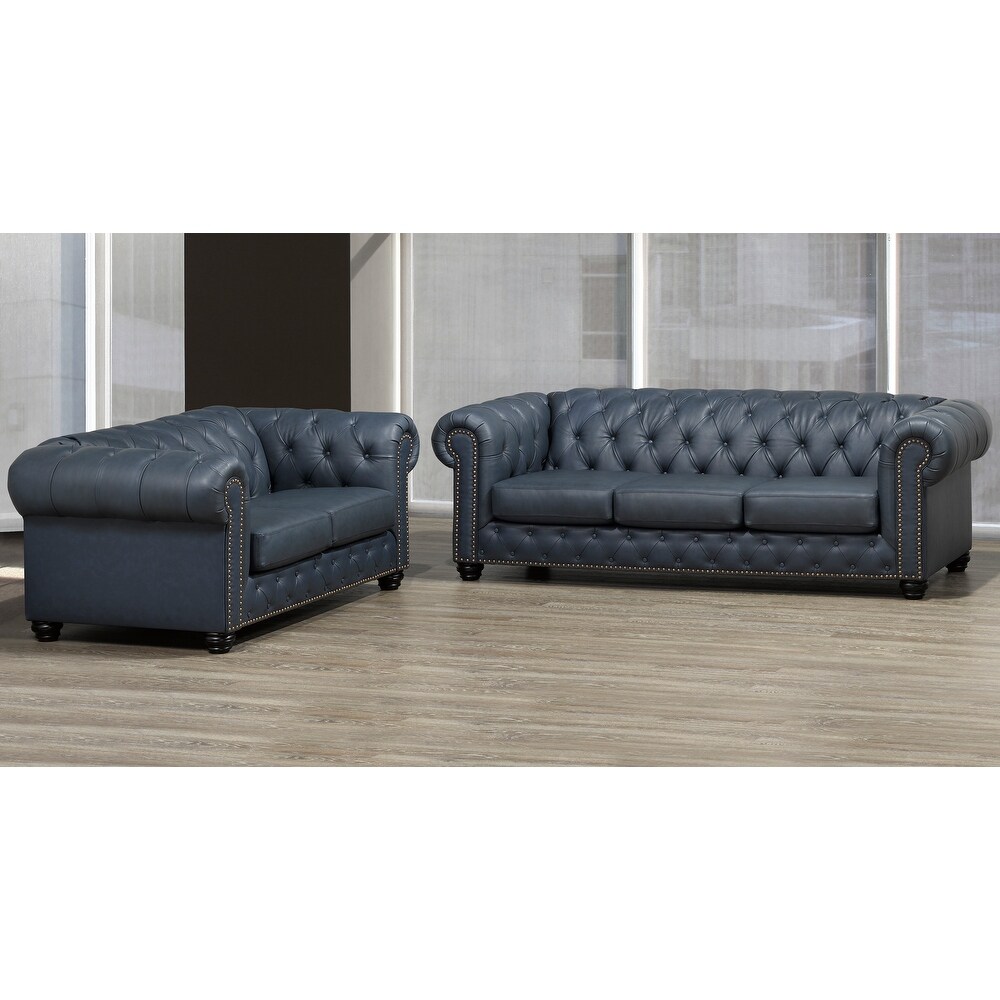 Wigan Top Grain Leather Sofa and Loveseat Set