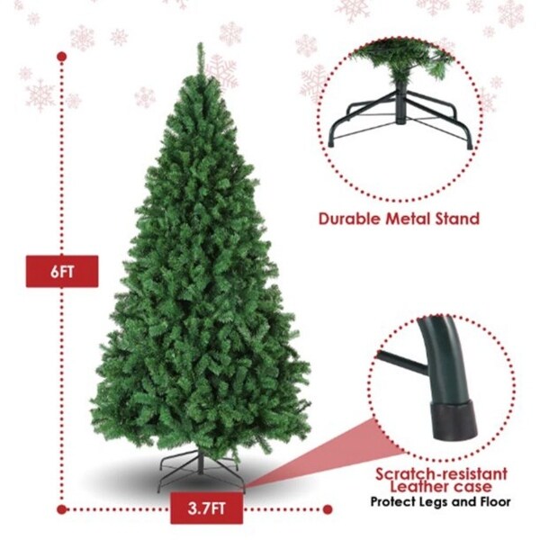 6FT H SpiralShaped Green Artificial Pine Christmas Holiday Tree，Premium Christmas Tree with Metal Base