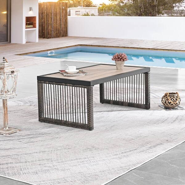 Patio Festival Wicker Metal Side End Coffee Table