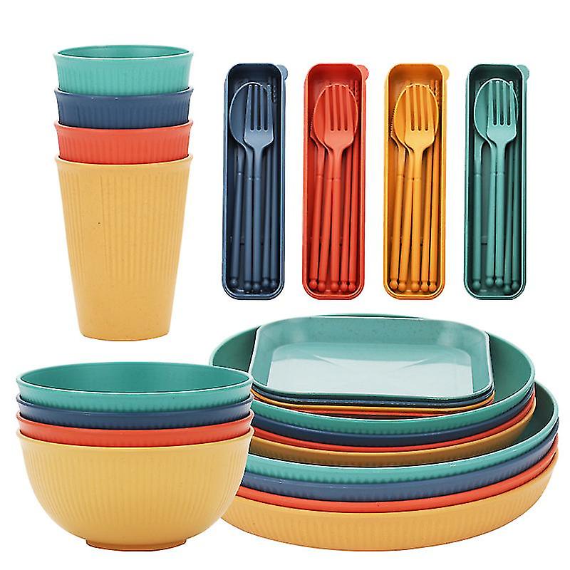 Camping Plate And Bowl Set Plastic Picnic Tableware Set