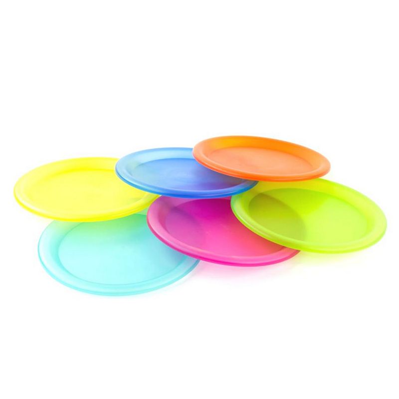 Colorful Plastic Reusable 10 inch Plates， 6 Pack