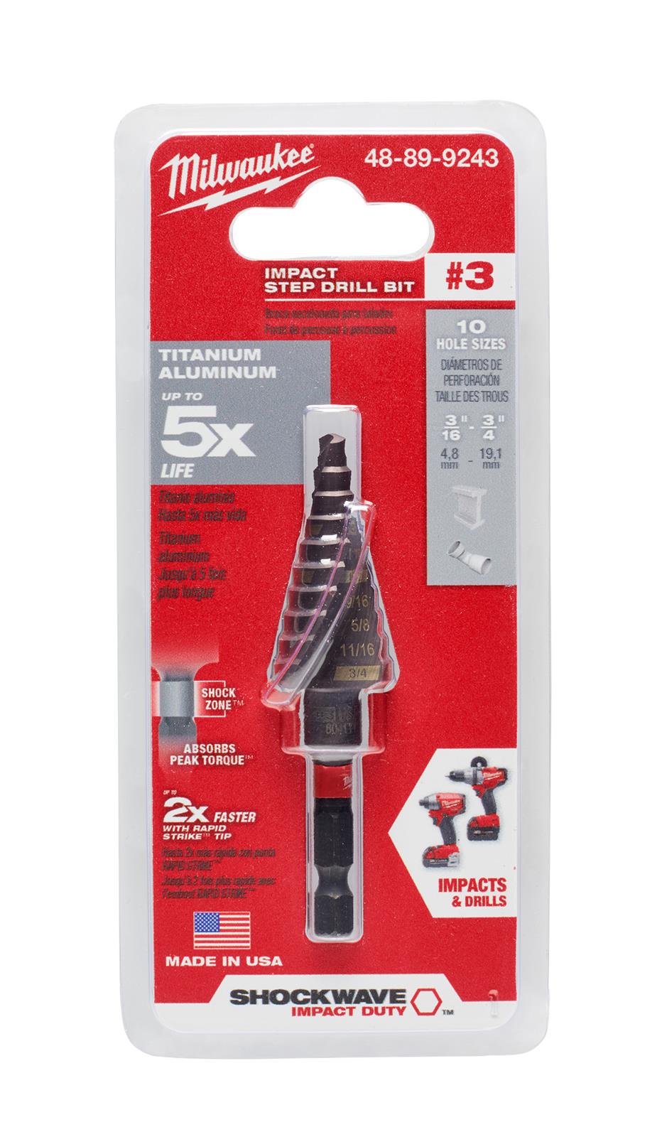 Milwaukee Tool 48-89-9243 Milwaukee SHOCKWAVE Impact Duty Step Drill Bits