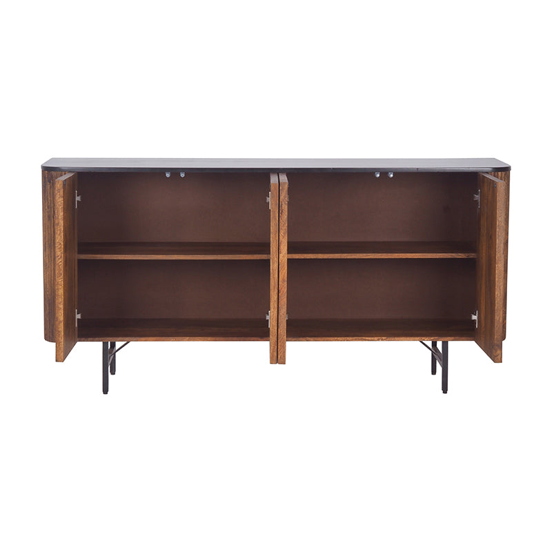 KAASNI Sideboard Buffet 160 cm Solid Mango Wood - Honey & Black