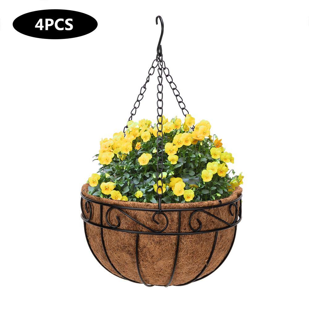 Winado Coconut 14 in. Iron Hanging Basket 641437885190