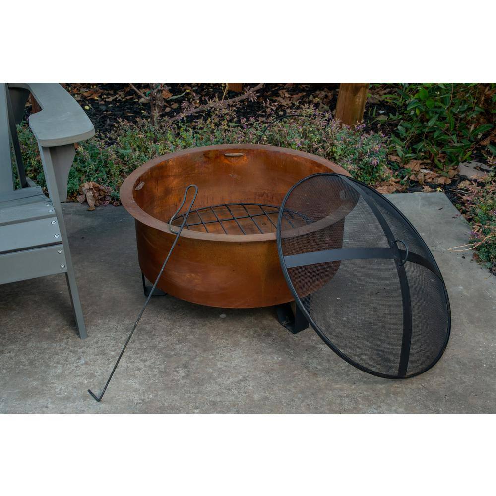 Sterling Oaks Tripoli 26 in. Diam Wood Burning Fire Pit with lid and poker 52120