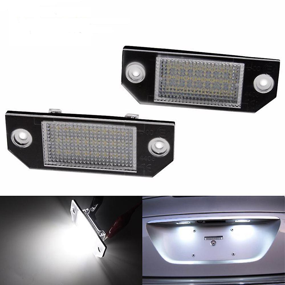 White 2 Pcs Led License Plate Lamp 12v White Light Replacement For Ford Focus C-max Mk2