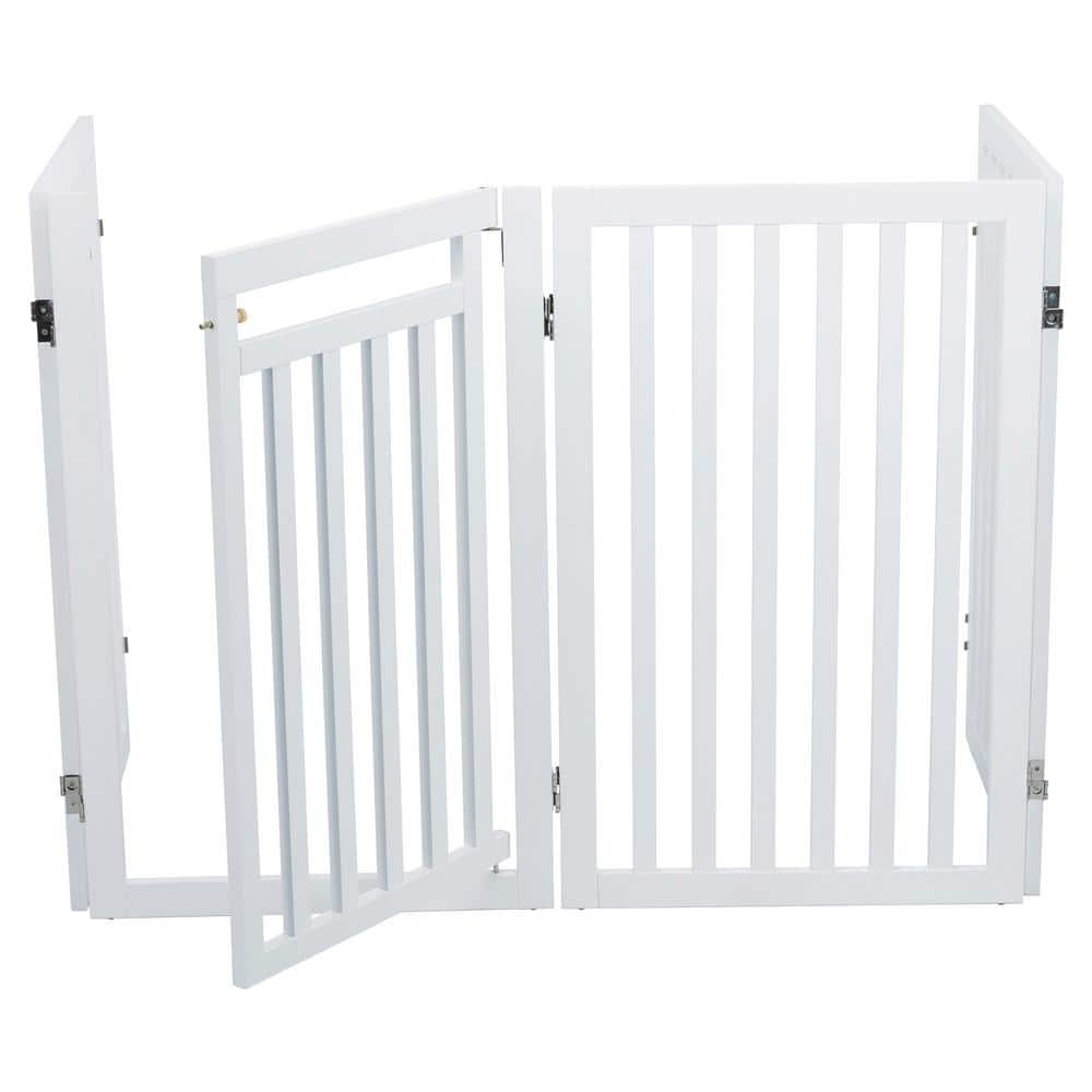 TRIXIE White Pet Gate Wooden 4-Panel Configurable Pet Gate 39363