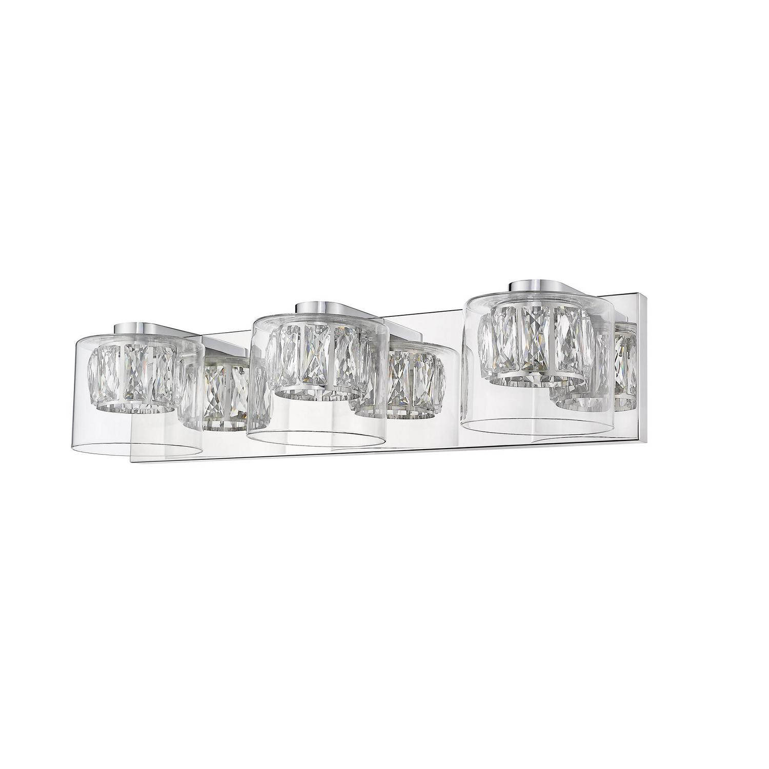 Ove Decors Cider III 8211 3 LED Light Vanity Wall Sconce with Glass Cylinder Shade and Crystal Finish  Crowdfused