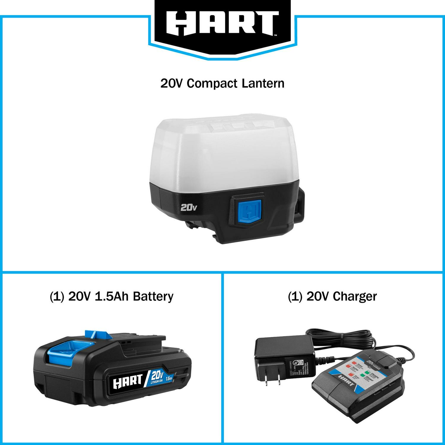 HART 20-Volt Cordless LED Compact Area Light Kit (1) 20-Volt 1.5ah Lithium-Ion Battery