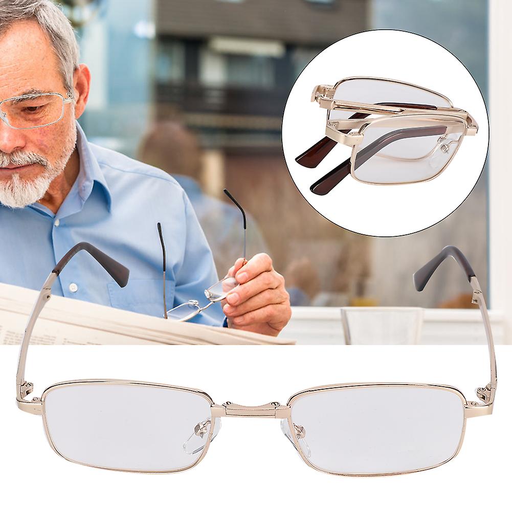 Stainless Steel Anti-slip Folding Reading Glasses Men Portable Eyewear Glasses For Elderly+150