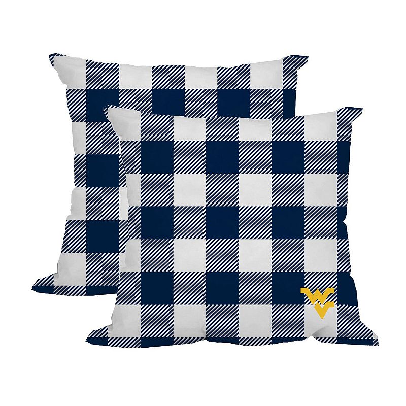 West Virginia Mountaineers 2-Pack Buffalo Check Plaid Outdoor Pillow Set