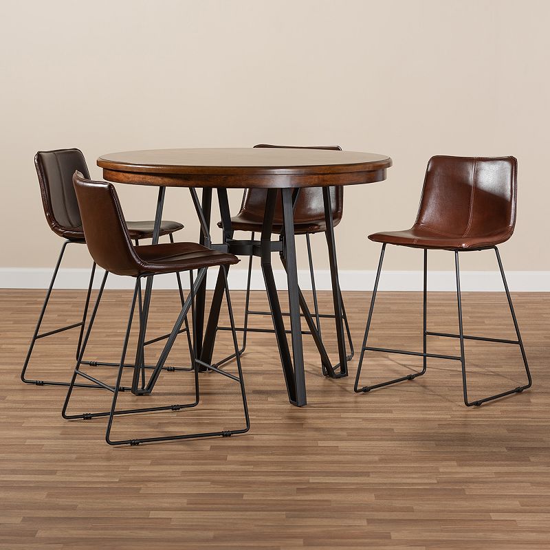 Baxton Studio Carvell Pub Dining Table and Chair 5-piece Set