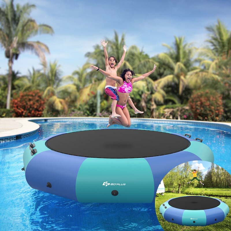 12 FT Inflatable Water Bouncer Trampoline Portable Bounce Swim Platform for Lakes Pools Calm Sea