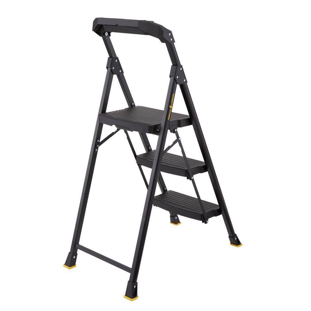 Gorilla Ladders 3-Step Pro-Grade Steel Step Stool 300 lbs. Load Capacity Type IA Duty Rating (9ft. Reach Height) GLHD-3