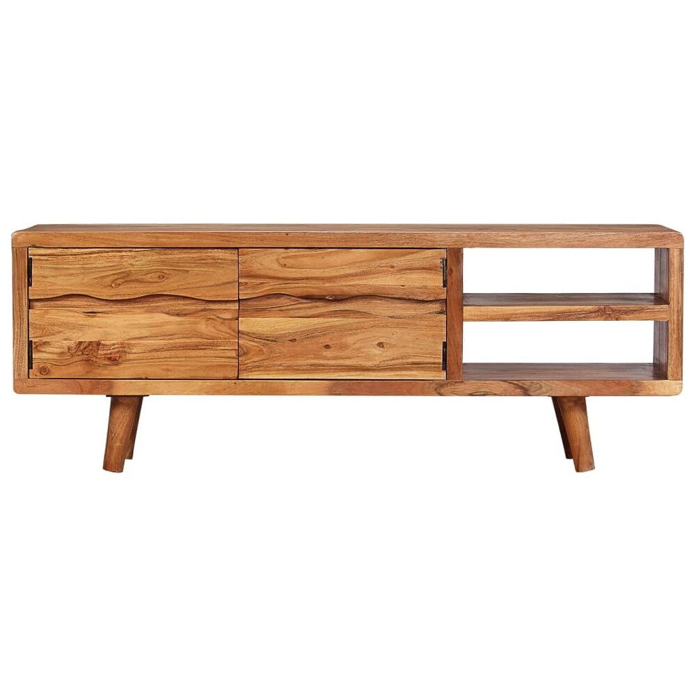 vidaXL TV Stand Solid Wood Acacia with Carved Doors 46.1\