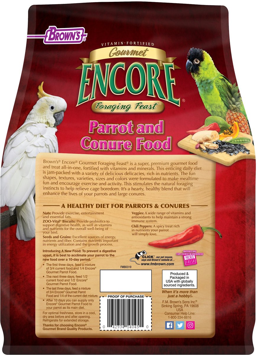 Brown's Encore Gourmet Foraging Feast Parrot and Conure Food