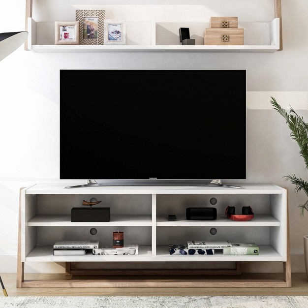 Shelf And Console Tv Stand Beige Mibasics