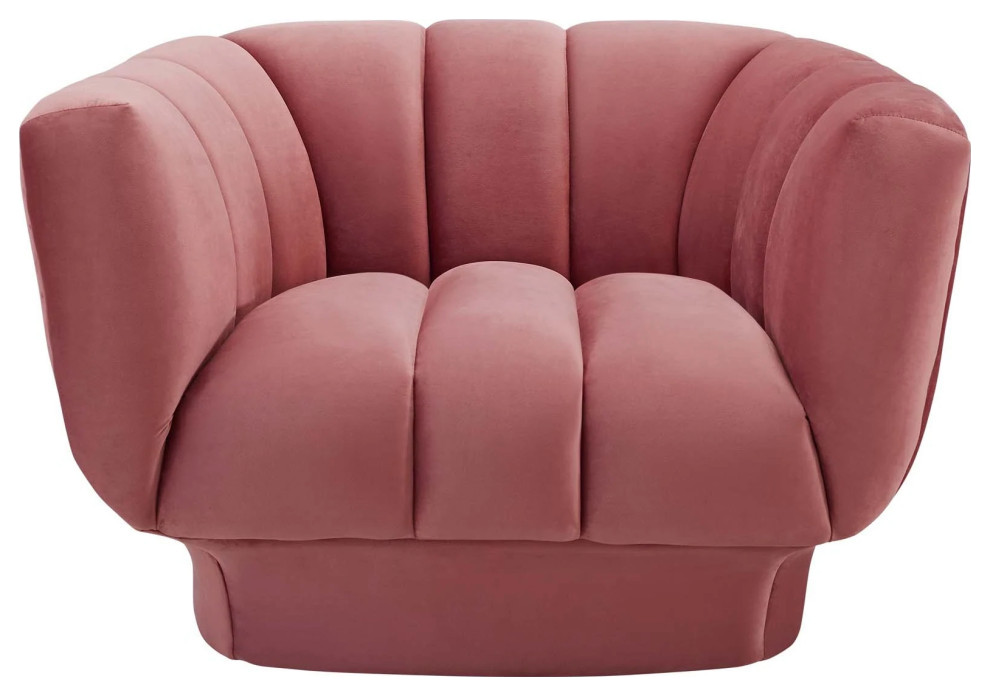 Jude Dusty Rose Vertical Channel Tufted Performance Velvet Armchair   Contemporary   Armchairs And Accent Chairs   by Peachtree Fine Furniture  Houzz