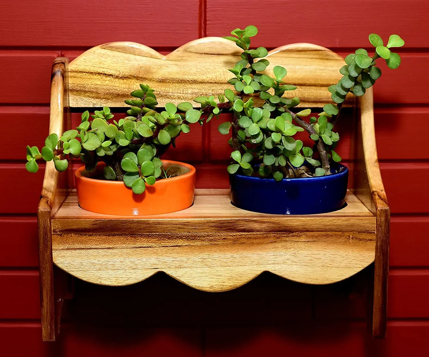 Wooden Bench Planter with Ceramic Pots decorations for home garden supplies