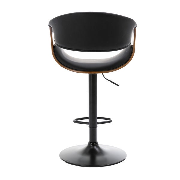 PU Leather Adjustable Bar Stool in Black