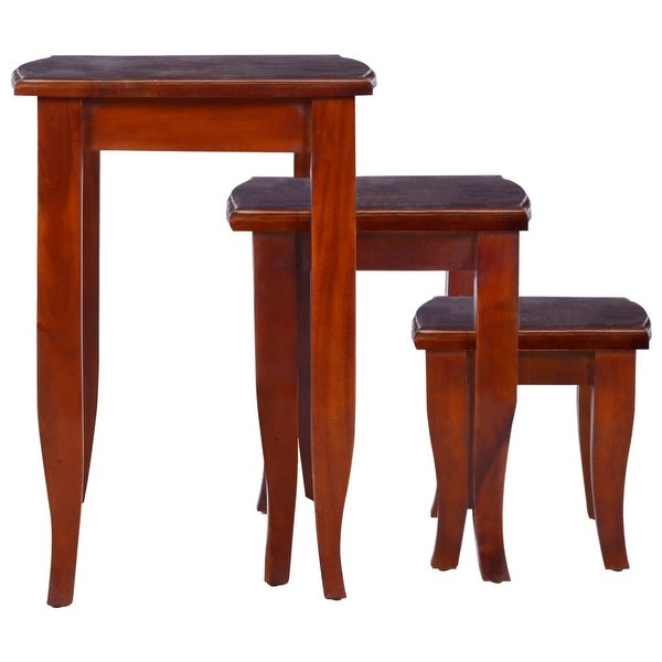 vidaXL Side Tables 3 pcs Classical Brown Solid Mahogany Wood