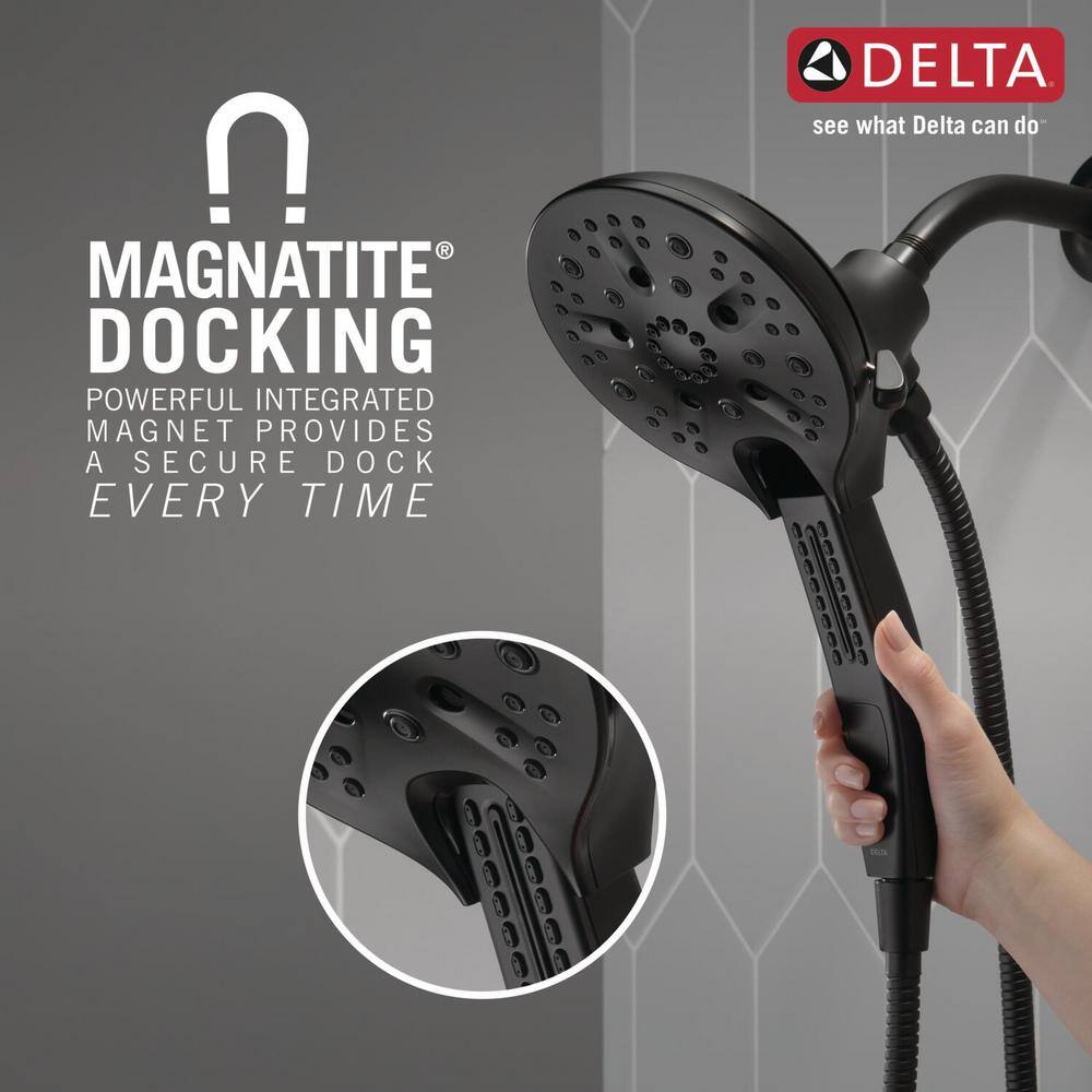 Delta In2ition 5-Spray Patterns 2.5 GPM 6.25 in. Wall Mount Dual Shower Heads in Matte Black 58620-BL25-PK