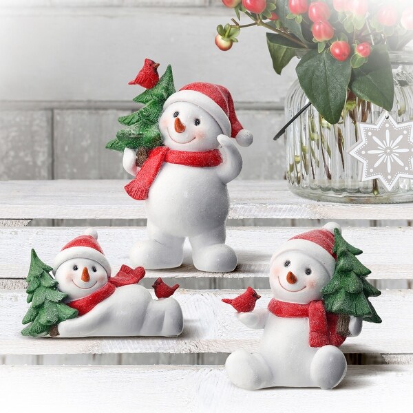 6 Resin Playful Snowman Set of 3