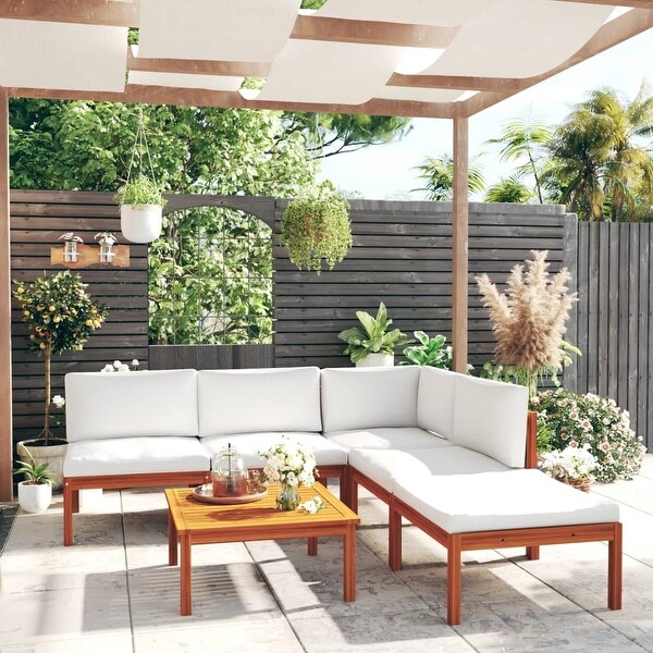 vidaXL Patio Lounge Set Outdoor Sectional Sofa with Cushions Solid Acacia Wood