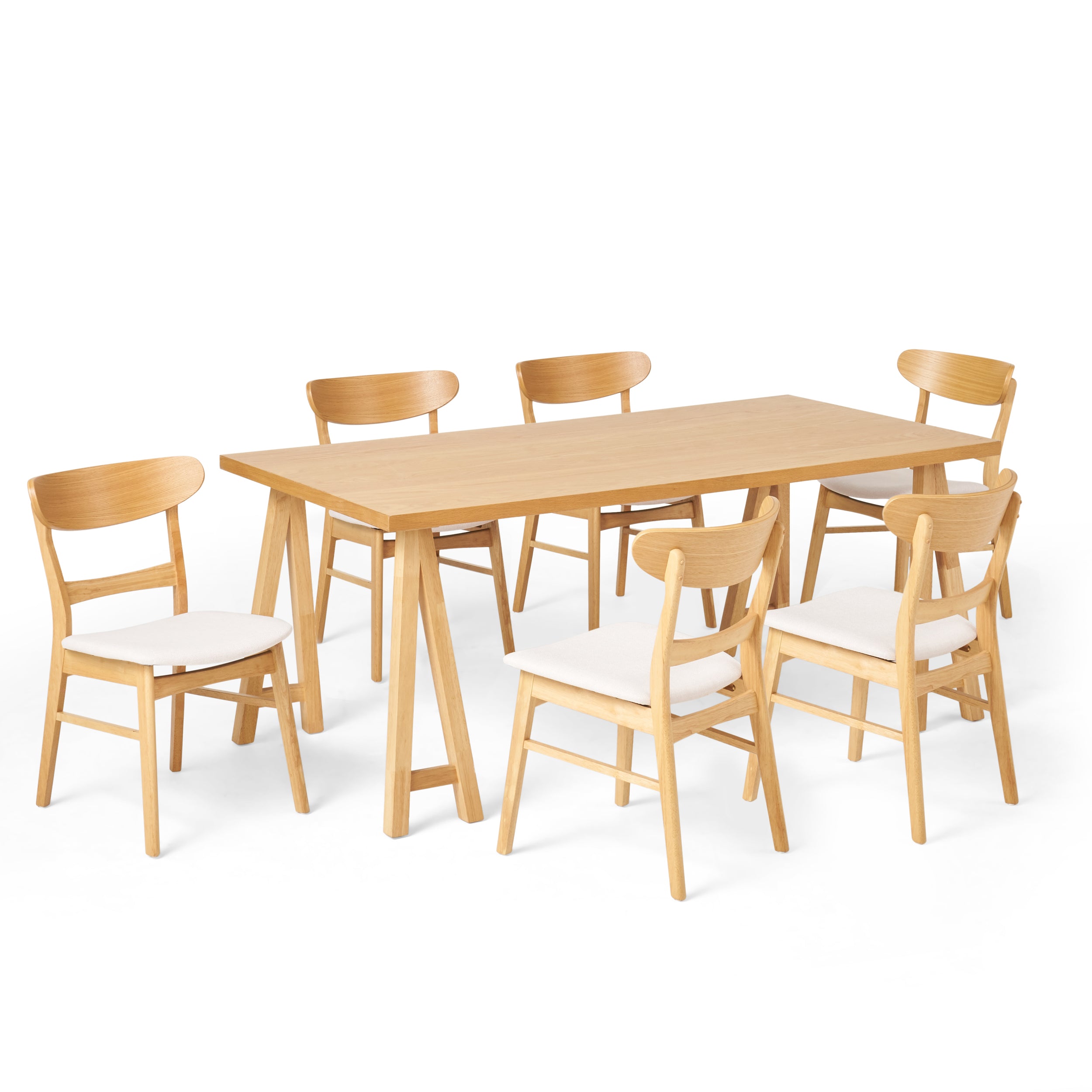 Randal Mid-Century Modern 7 Piece Dining Set