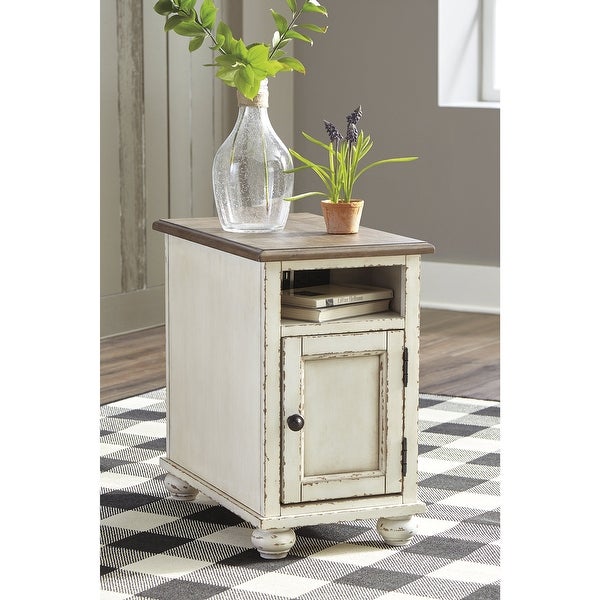 Realyn White/Brown Traditional Chair Side End Table