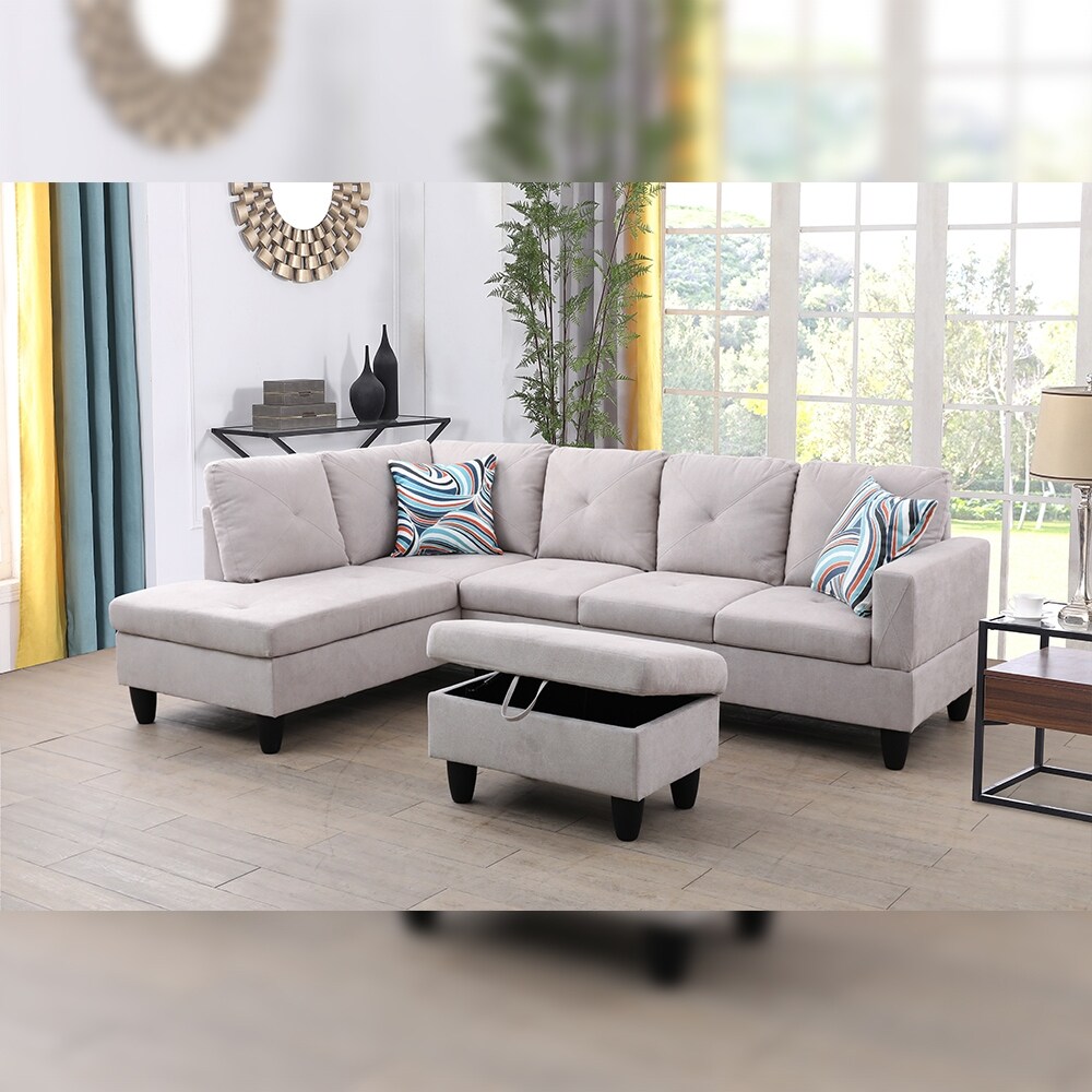 Hellen Left facing Sectional Sofa with Ottoman