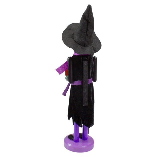 Witch With Broom And Jack o lantern Pumpkin Halloween Nutcracker Green black