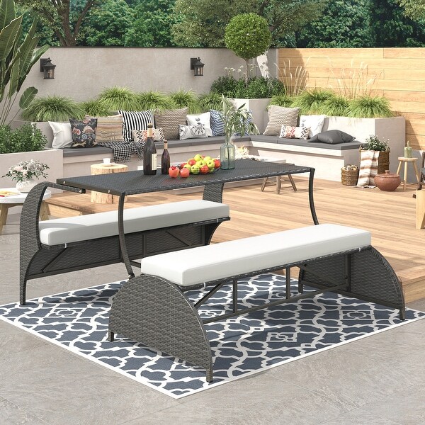 Roomfitters Versatile Outdoor Loveseat Converts to Four Seats and a Table，Durable Design，Ideal for Gardens，Lawns，Patio