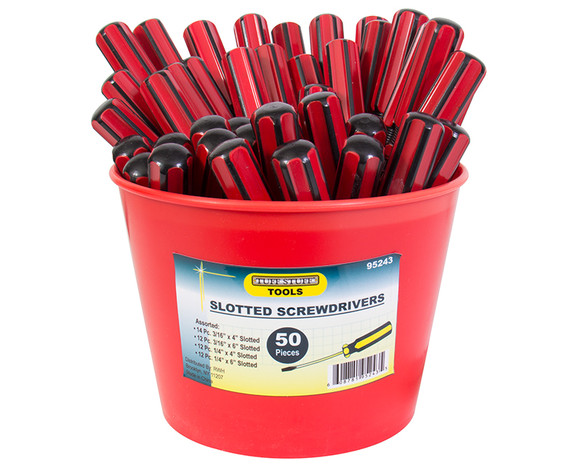 TUFF STUFF 95243 50 PC. Slotted Screwdriver Bucket