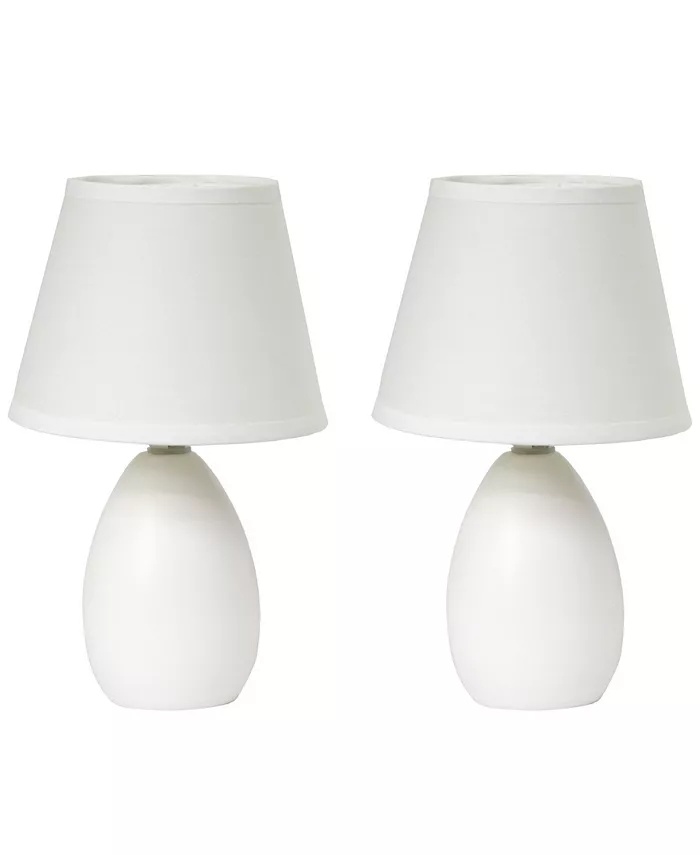 All The Rages Simple Designs Mini Egg Oval Ceramic Table Lamp 2 Pack Set